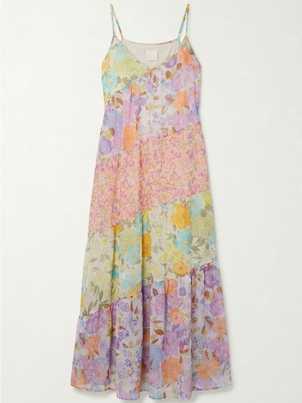 Mystree Floral Patchwork Tiered Maxi Dress - Pastel Multi Women’s size medium - Picture 3 of 8
